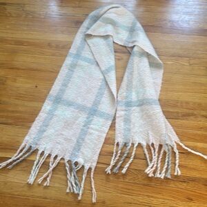 Steve Madden Plaid Wide Fringe Scarf